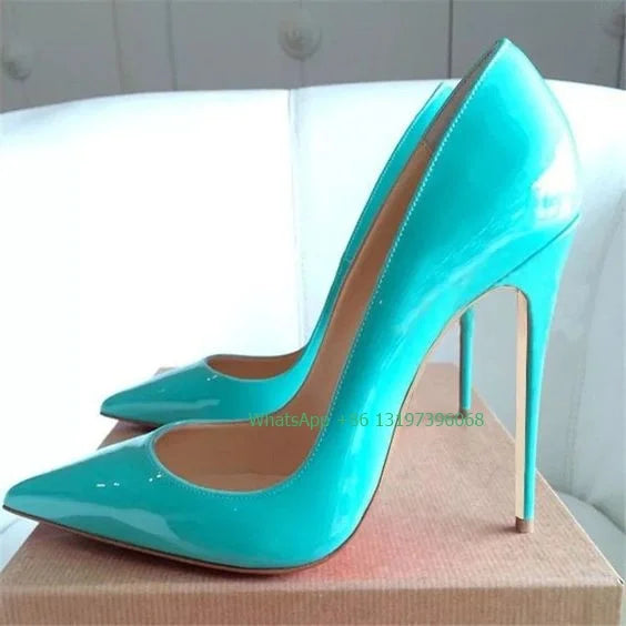 Iridescent Patent Pointed Toe Stiletto Pumps for Women
