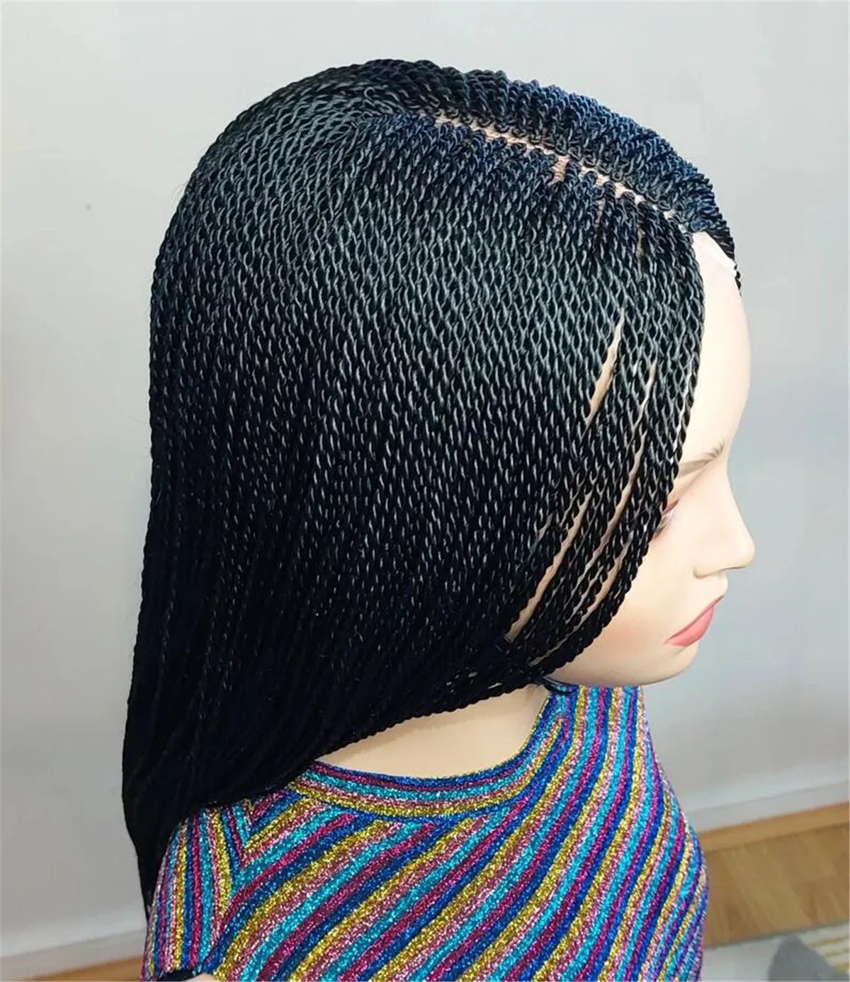Senegalese Micro Twist Braided Wig Short Feather Bob Style for Black Women Million Braids Light Passion Twist Lace Front Wig