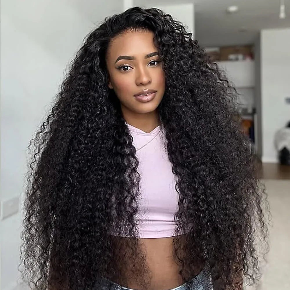Kinky Curly Glueless Human Hair Lace Front Wig for Women
