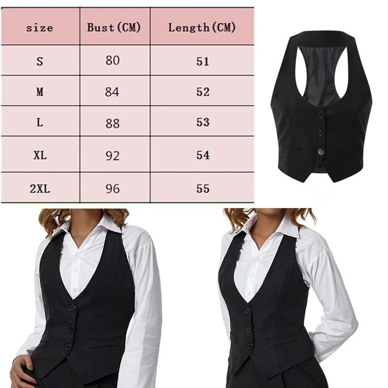 Vintage V Neck Button Up Sleeveless Vest for Women
