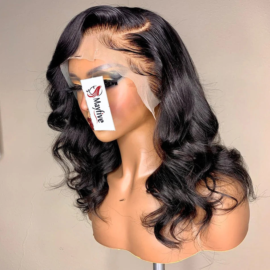 Body Wave Short Bob Human Hair Lace Front Wig for Women