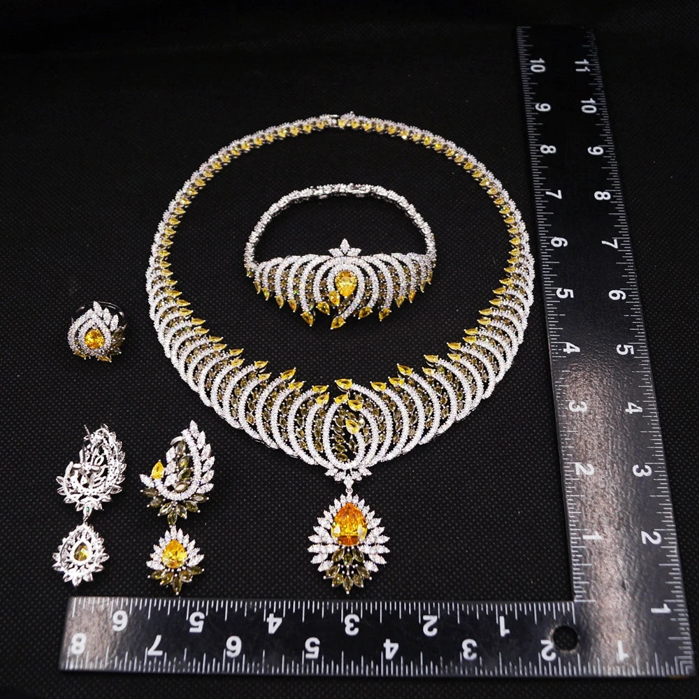 Yellow Zirconia Four Piece Jewelry Set