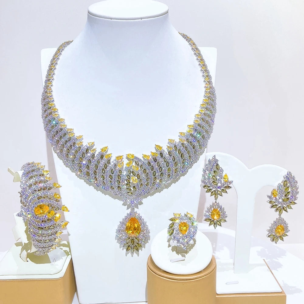 Yellow Zirconia Four Piece Jewelry Set