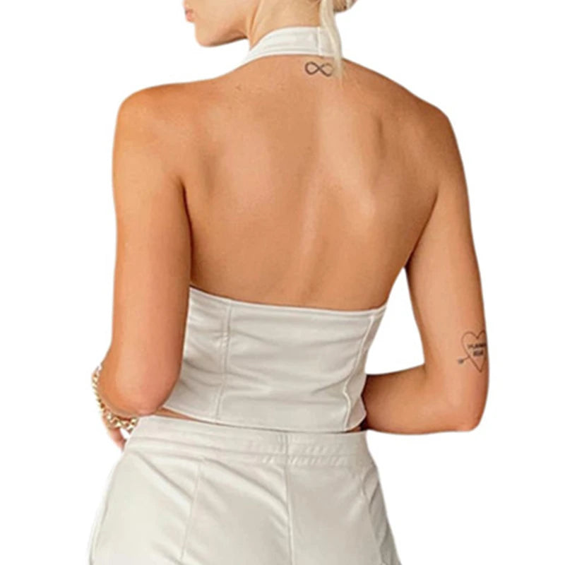 Vintage V Neck Button Up Sleeveless Vest for Women