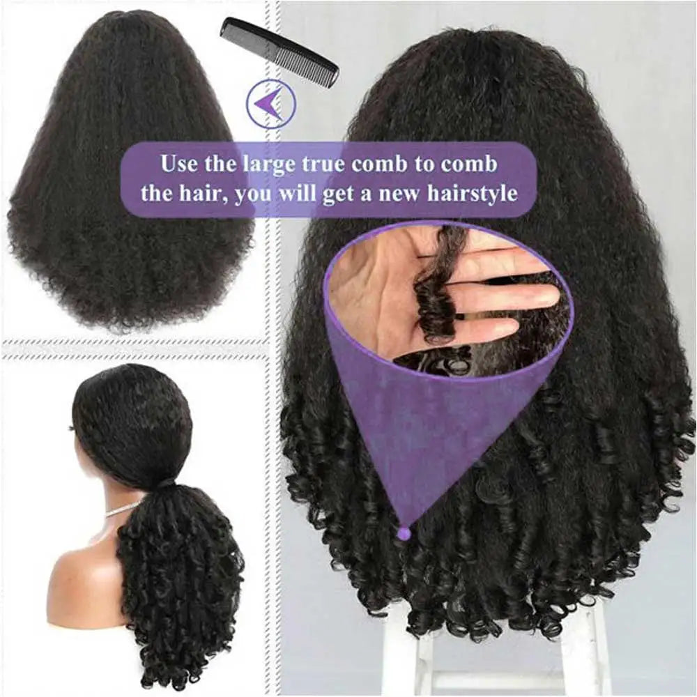 Glueless Human Hair Kinky Straight Half Wig for Women