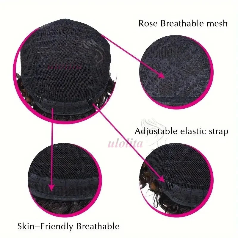 Wig With Bangs Full Machine Wig Remy Brazilian Human Hair For Black Women Afro Kinky Curly