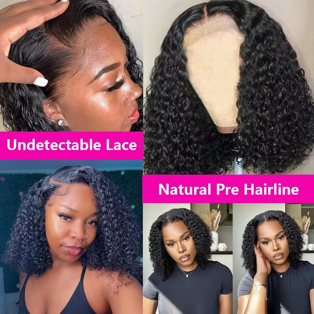 Deep Curly Human Hair Bob Wig