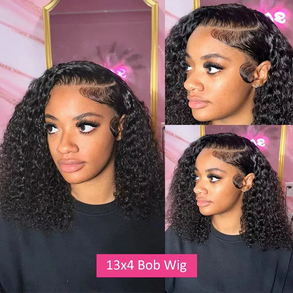 Deep Curly Human Hair Bob Wig