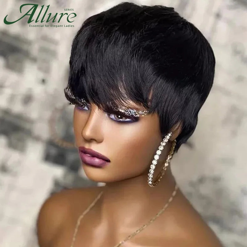 Glueless Short Blonde Pixie Cut Human Hair Wig for Women