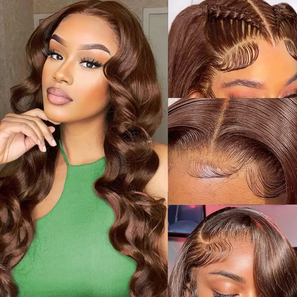 Body Wave Chocolate Brown Lace Front Wig for Women