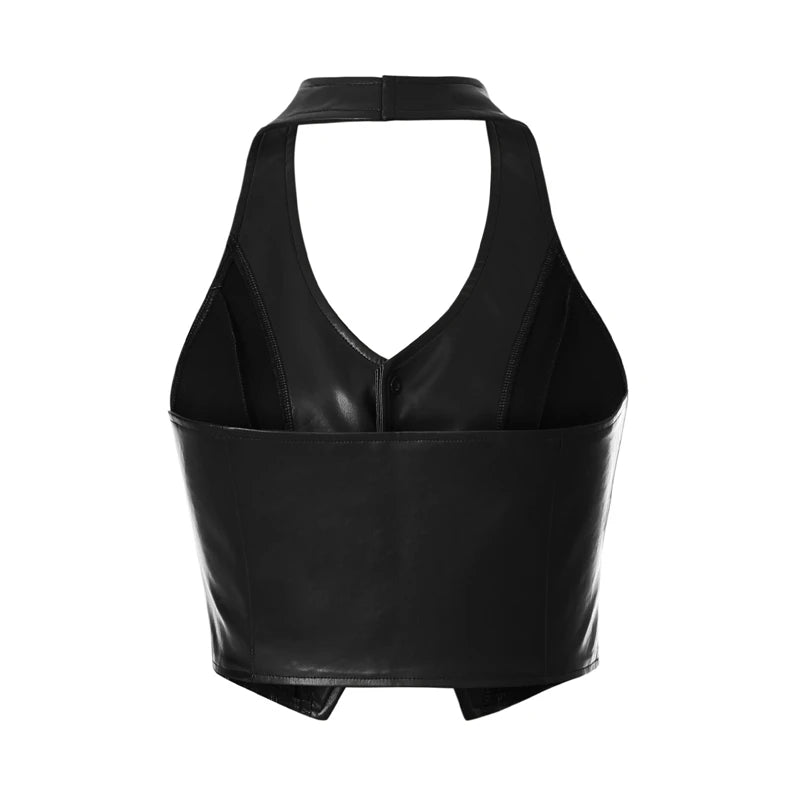 Vintage V Neck Button Up Sleeveless Vest for Women