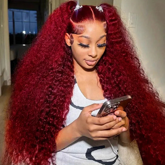 Burgundy Deep Wave Lace Front Wig
