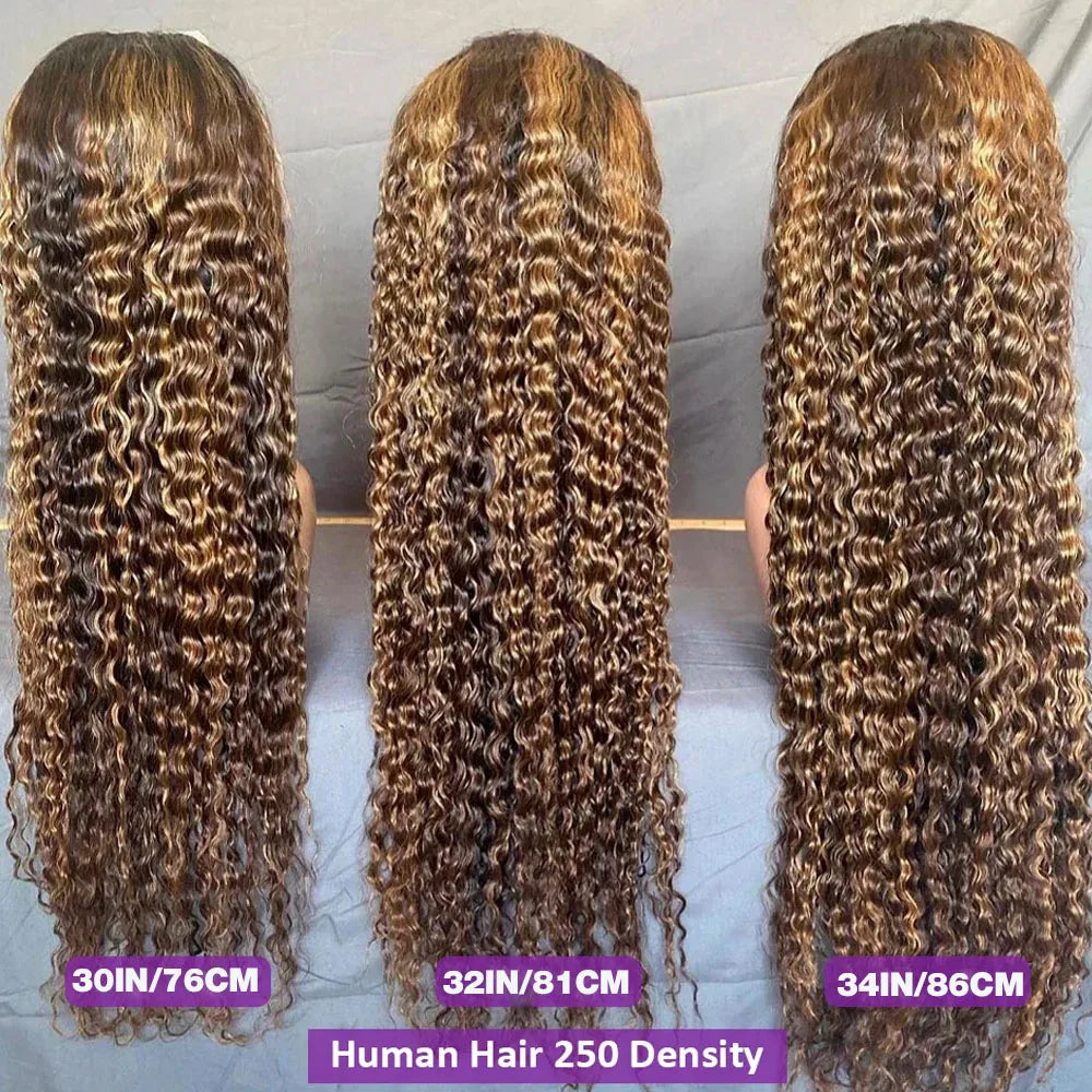 Ombre Deep Wave Human Hair Lace Front Wig for Women