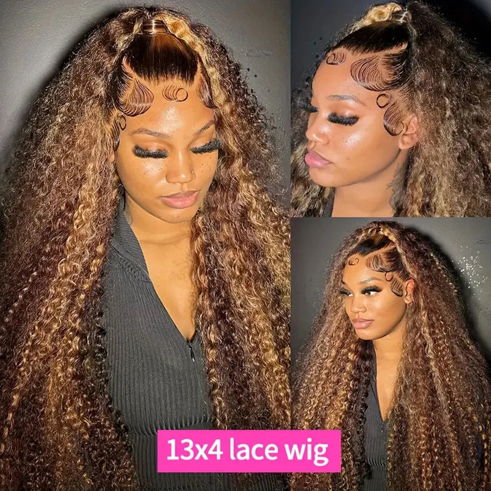 Ombre Deep Wave Human Hair Lace Front Wig for Women