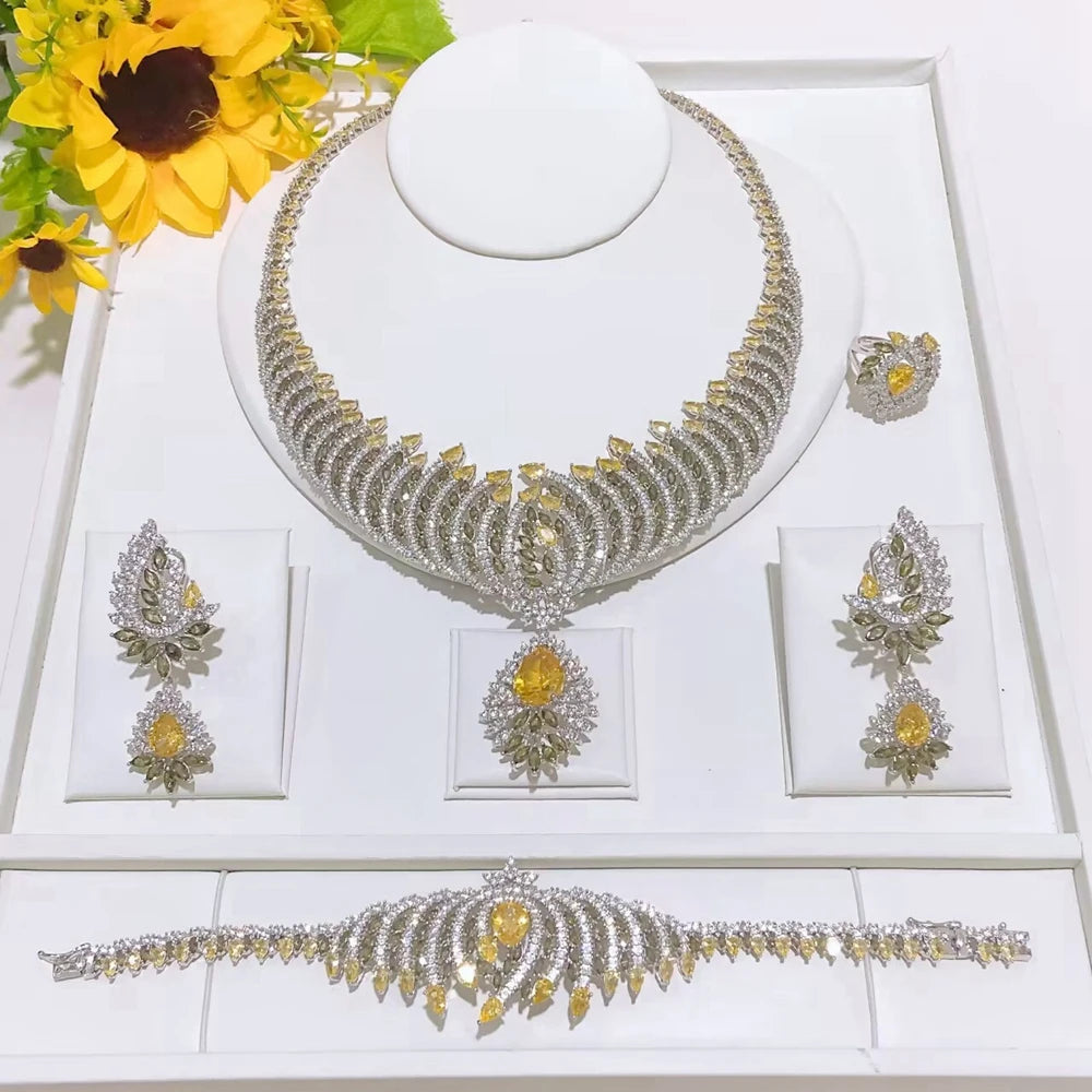 Yellow Zirconia Four Piece Jewelry Set