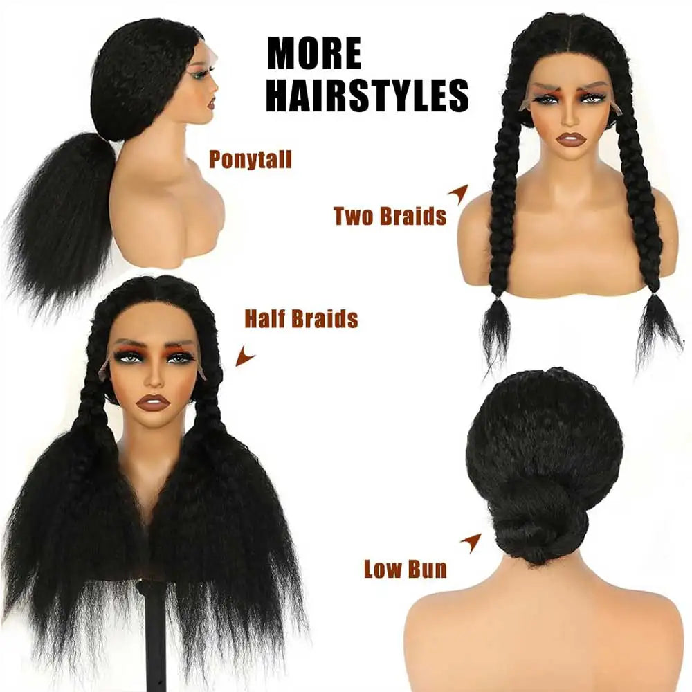 Glueless Kinky Straight Full Lace Human Hair Wig for Women