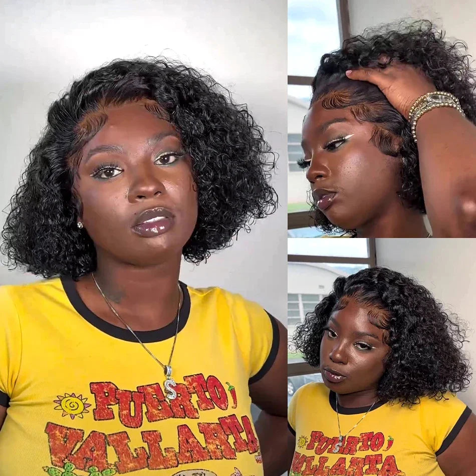 Deep Curly Human Hair Bob Wig