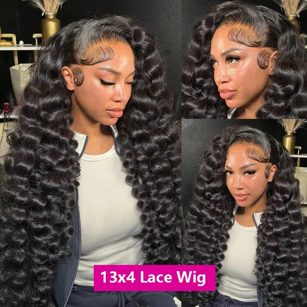 Curly Deep Wave Lace Front Brazilian Human Hair Wig for Women