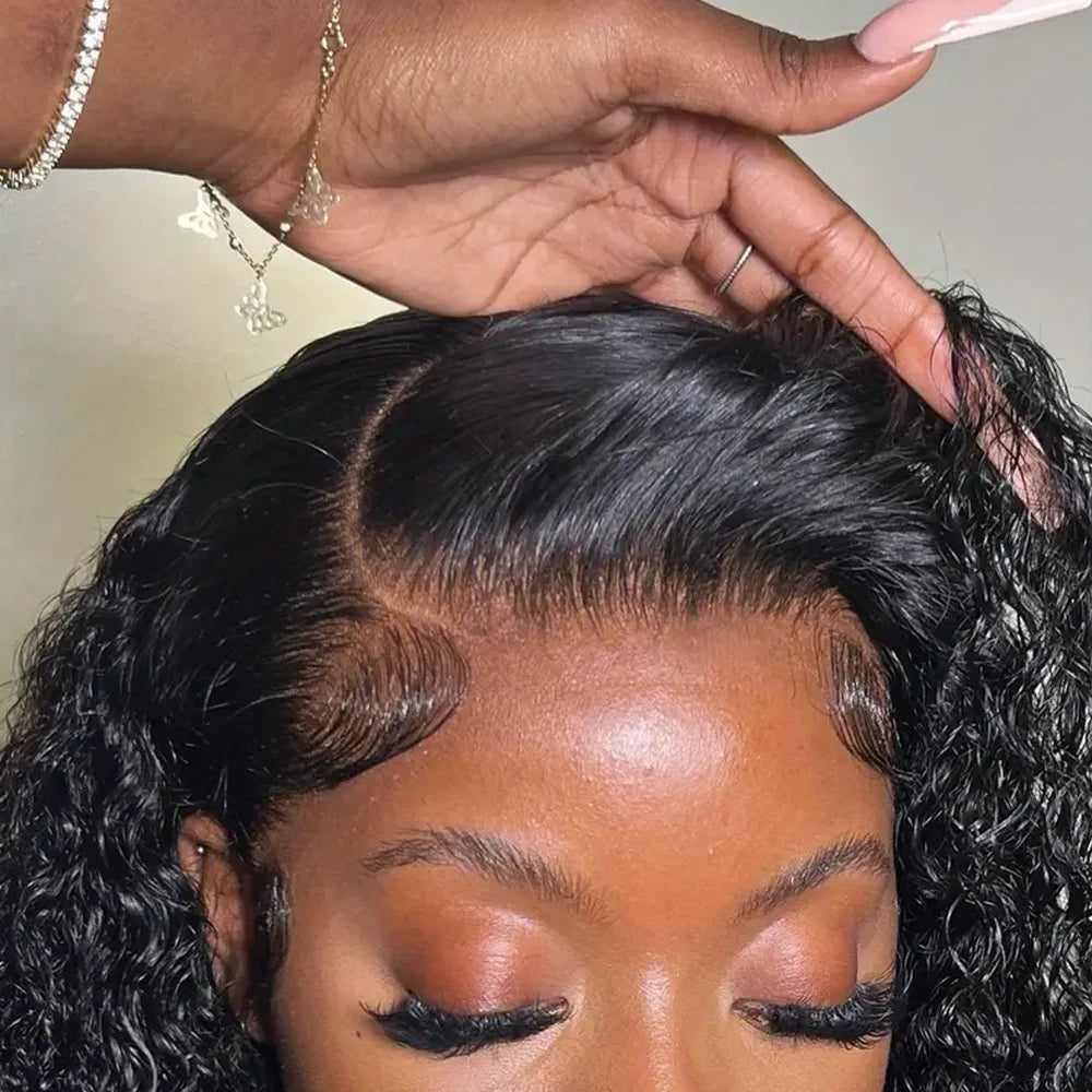 Deep Curly Wave Glueless Brazilian Human Hair Lace Wig For Women