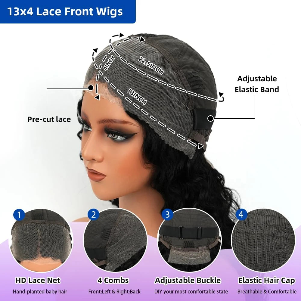 Glueless Deep Wave Human Hair Wig for Women
