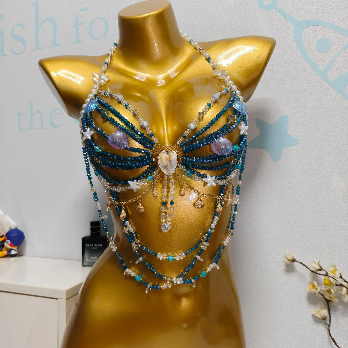 Handcrafted Sequin Beaded Mermaid Bralette for Women