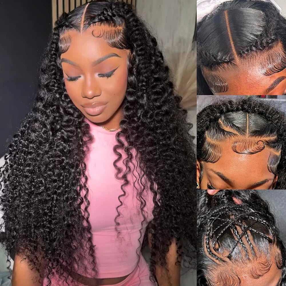 Deep Curly Wave Glueless Brazilian Human Hair Lace Wig For Women