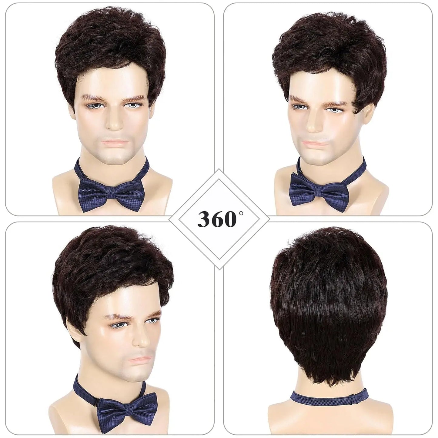 Men Wigs Short Silver Gray Wig Synthetic Heat Resistant Natural Halloween Cosplay Hair Wig