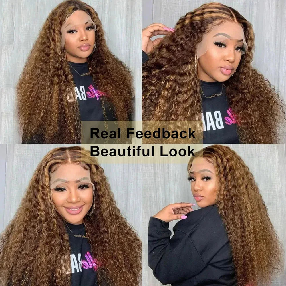 Ombre Deep Wave Human Hair Lace Front Wig for Women