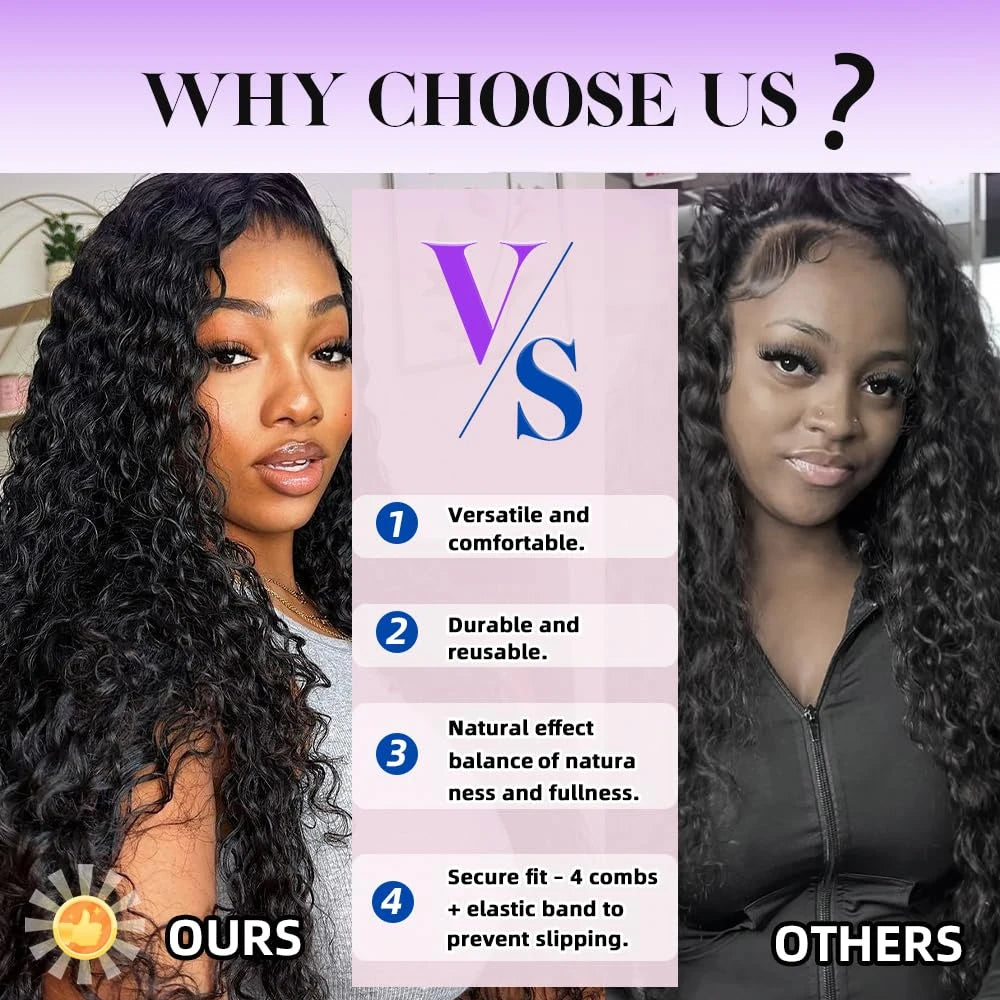 Glueless Deep Wave Human Hair Wig for Women