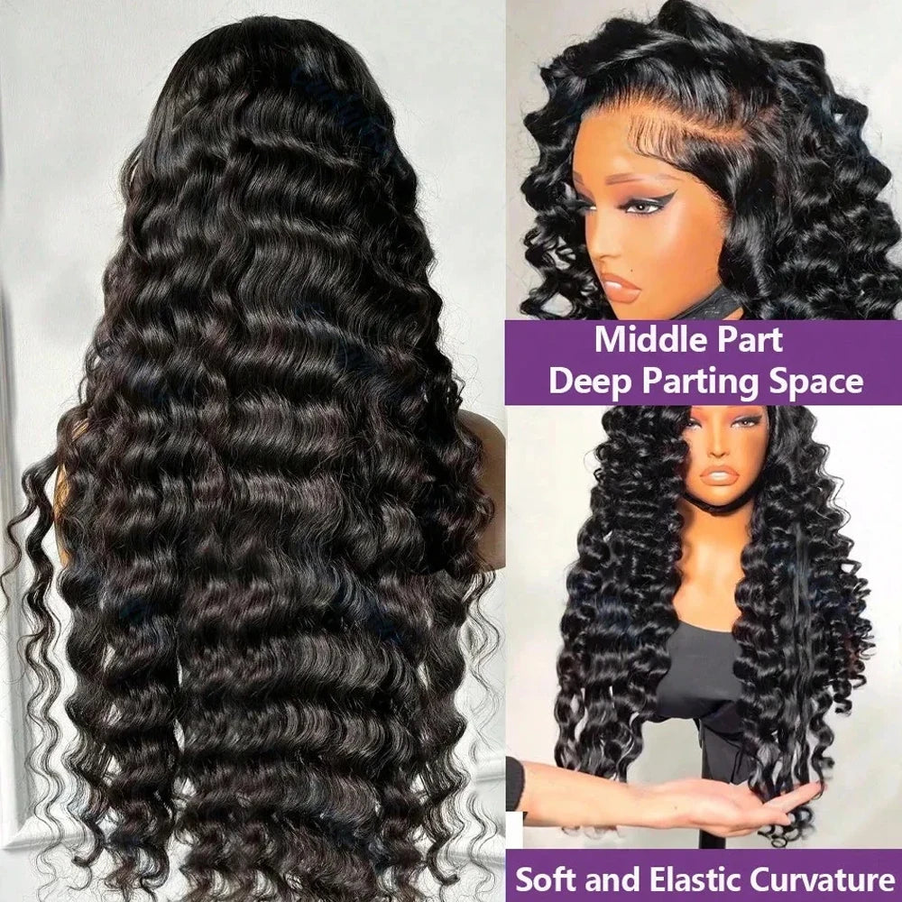 Curly Deep Wave Lace Front Brazilian Human Hair Wig for Women