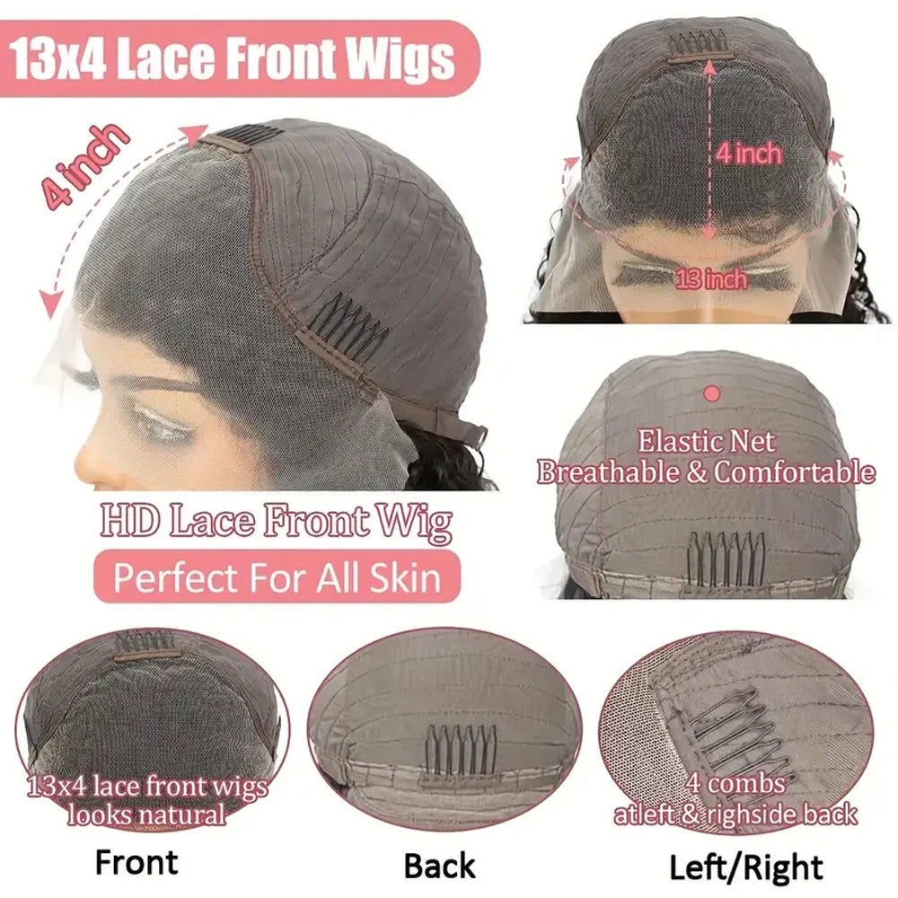 Kinky Curly Glueless Human Hair Lace Front Wig for Women