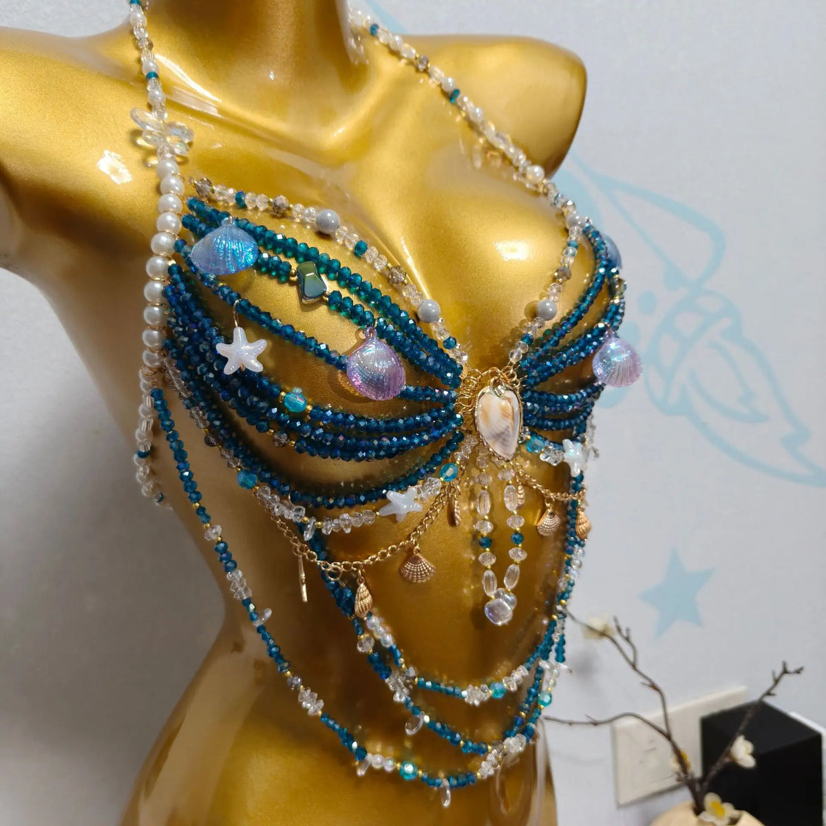 Handcrafted Sequin Beaded Mermaid Bralette for Women