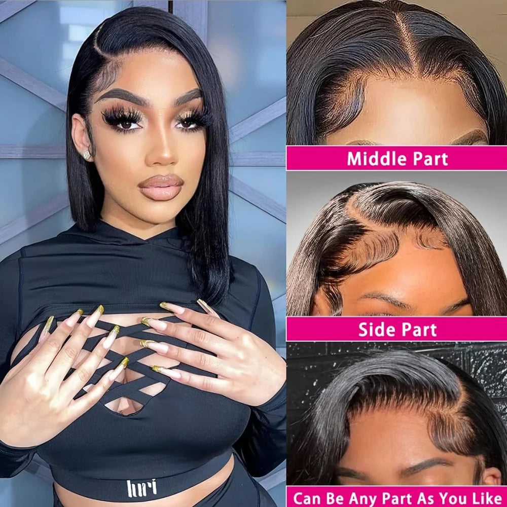 HD Lace Front Straight Bob Human Hair Wig for Women
