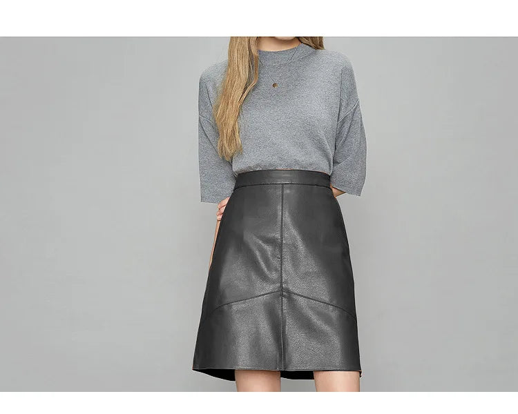 Woman Skirts Elegant 2025 New Fashion Korean Style Genuine Real Leather Skirts High Waist Mini Skirt Womens