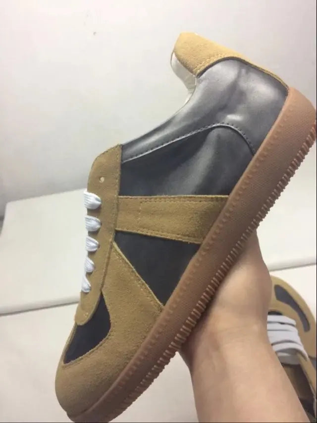 Elegant High Quality Red Leather Lace Up Low Top Running Shoes For Men