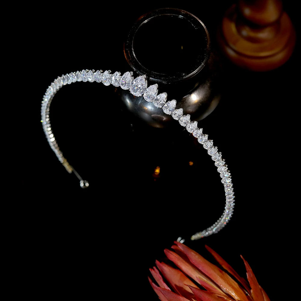 Elegant Water Droplet Crystal Bridal Crown for Women