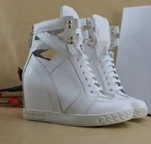 Casual Patchwork Buckle Strap Hollow Out Wedge Ankle Boots for Women