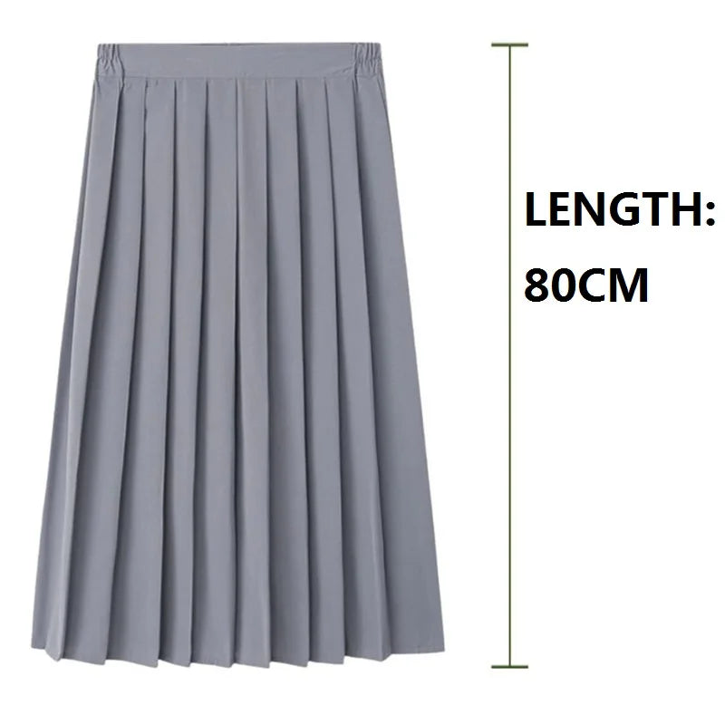 Preppy Black XS - 5XL Pleated Mini Skirt Short Women Summer Autumn Uniform High Waisted Skirts Knee Length Saia Feminina