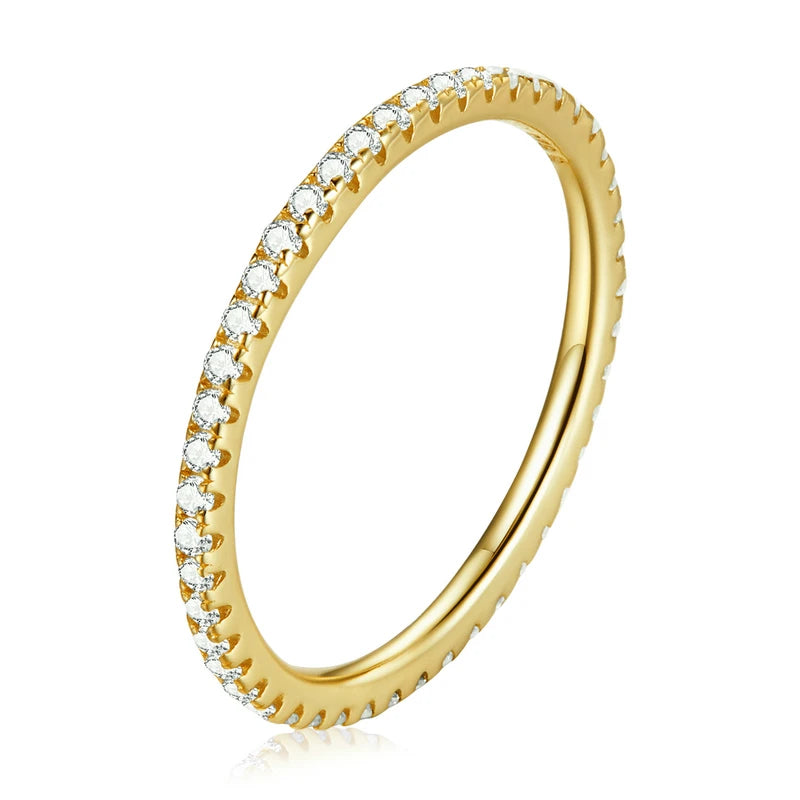 Gold Plated Simulated Diamond Stackable Rings for Women
