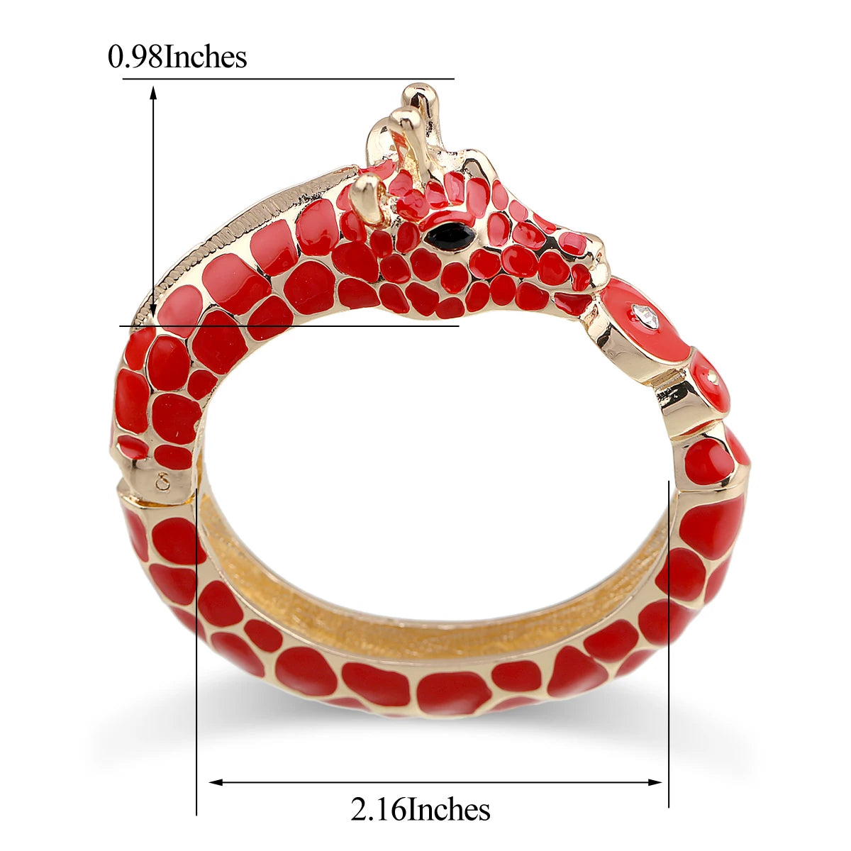 Gold Plated Zebra Enamel Statement Cuff Bracelet for Women