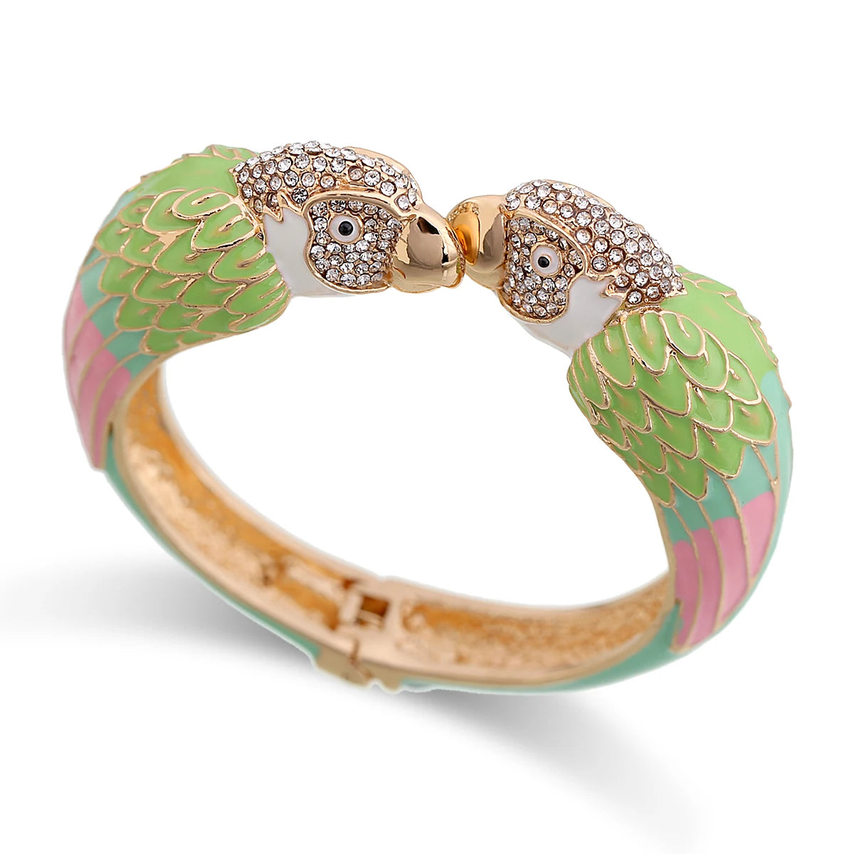 Statement Double Macaw Enamel Cuff Bracelet for Women