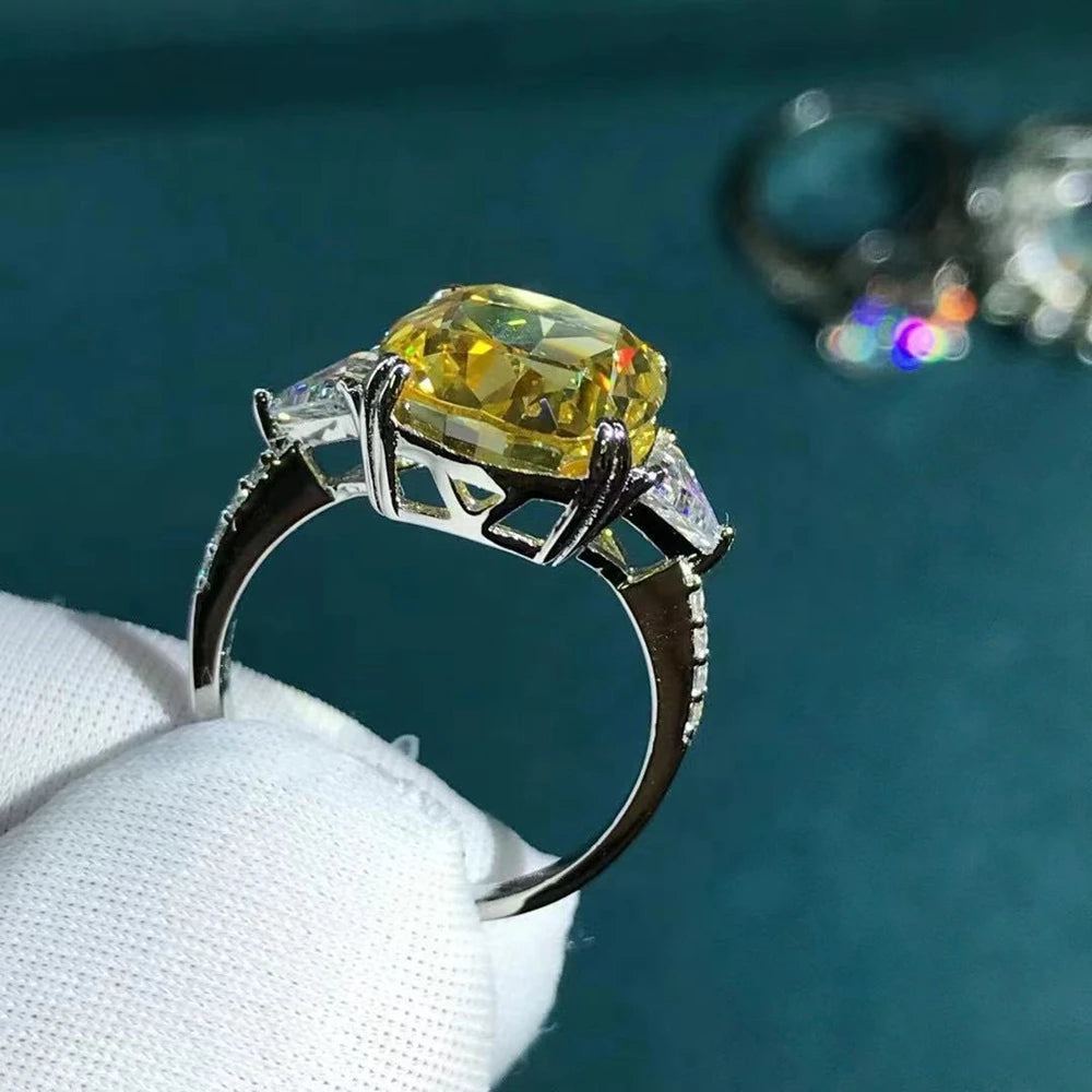 WUIHA Luxury 925 Sterling Silver 3EX Cushion Cut 5CT VVS Pink Created Moissanite Wedding Engagement Customized Ring Fine Jewelry