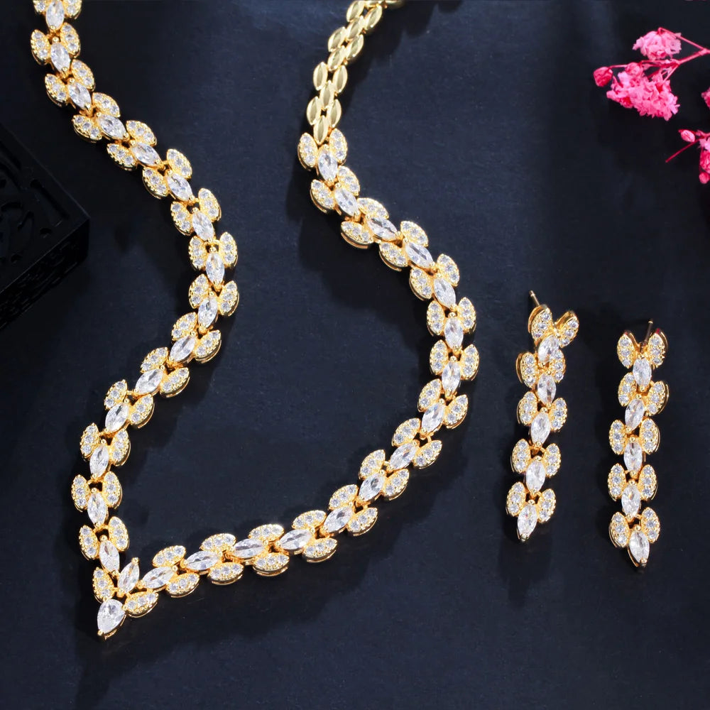 Marquise Leaf Cubic Zirconia Jewelry Set