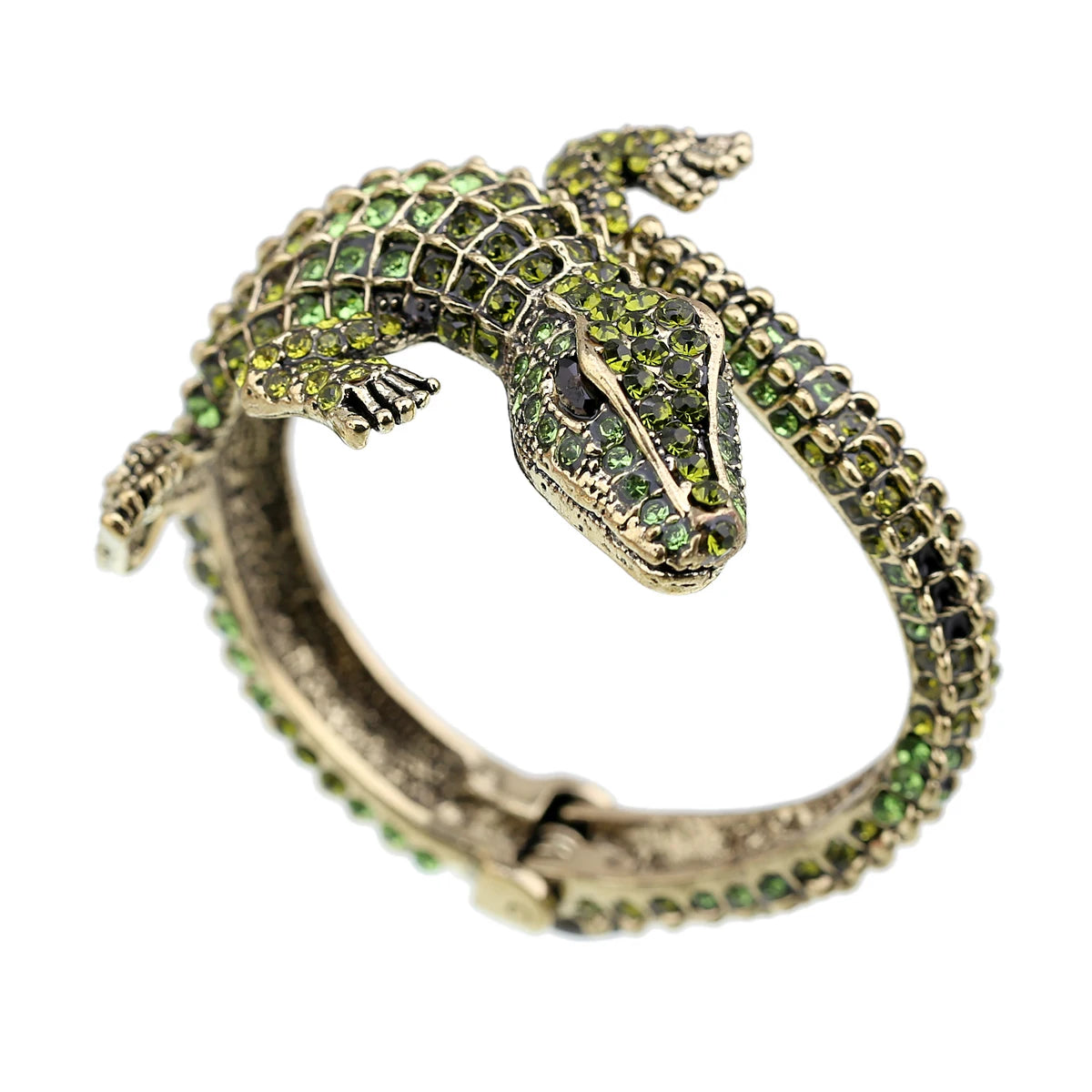Vintage Crocodile Rhinestone Cuff Bracelet for Women