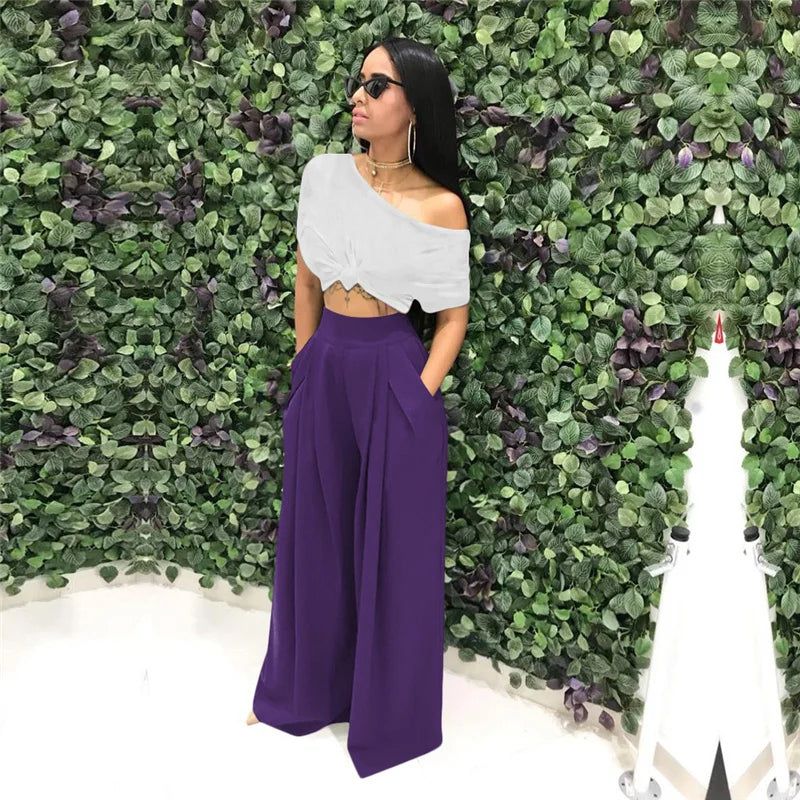 Pleated Front Palazzo Pants