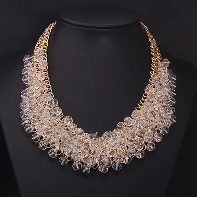 Rhinestone Crystal Statement Bib Necklace for Women