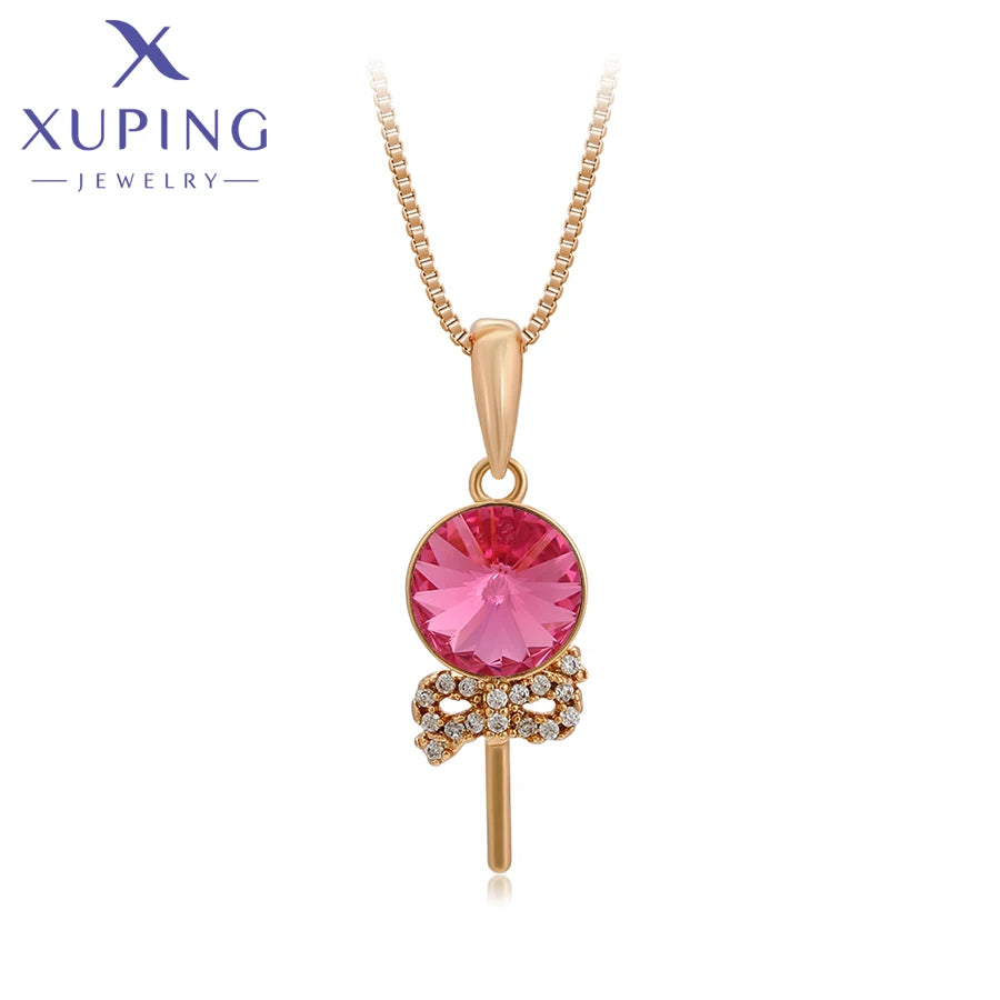 Gold Tone Crystal Pendant Necklace