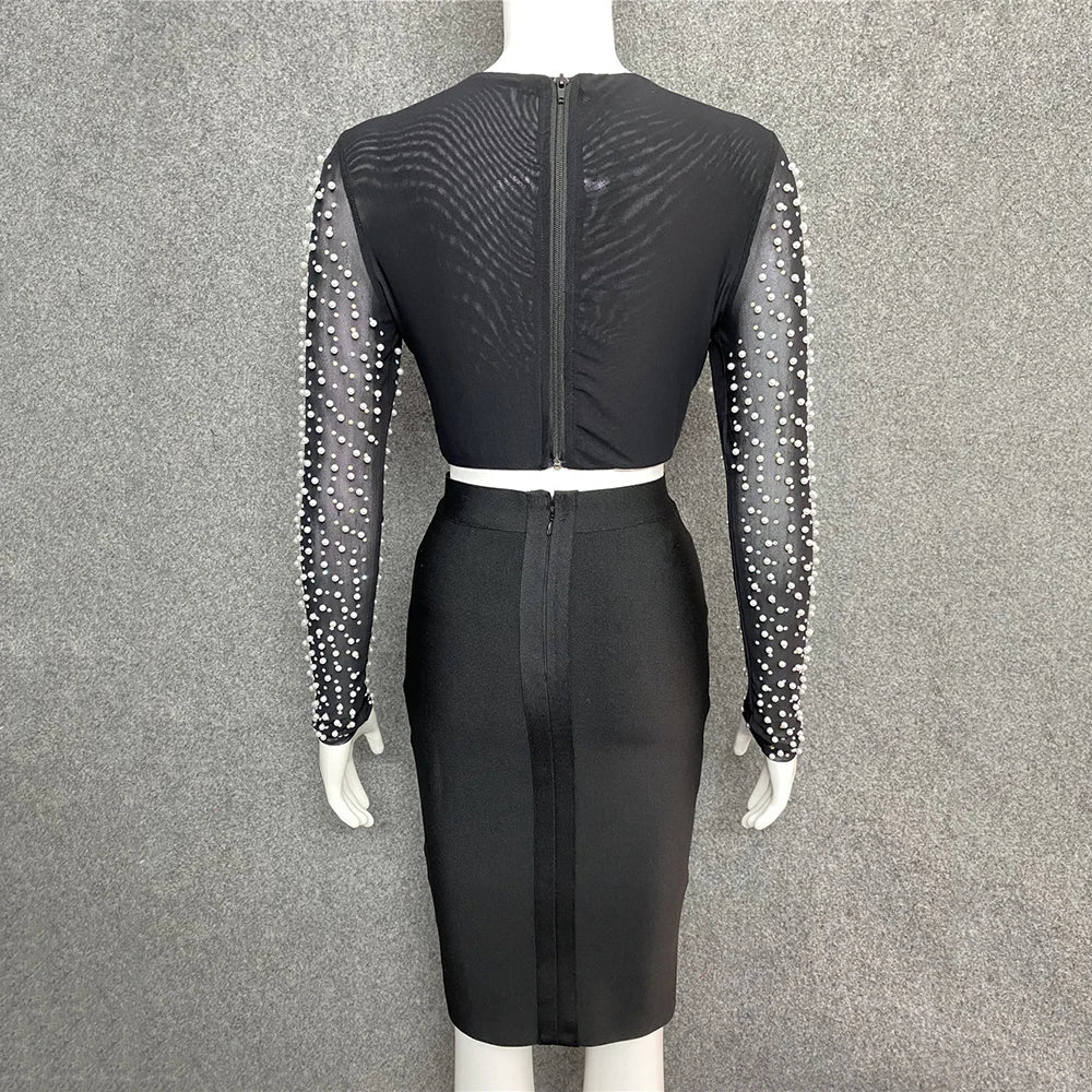 Beaded Pearl Top Two Piece Set