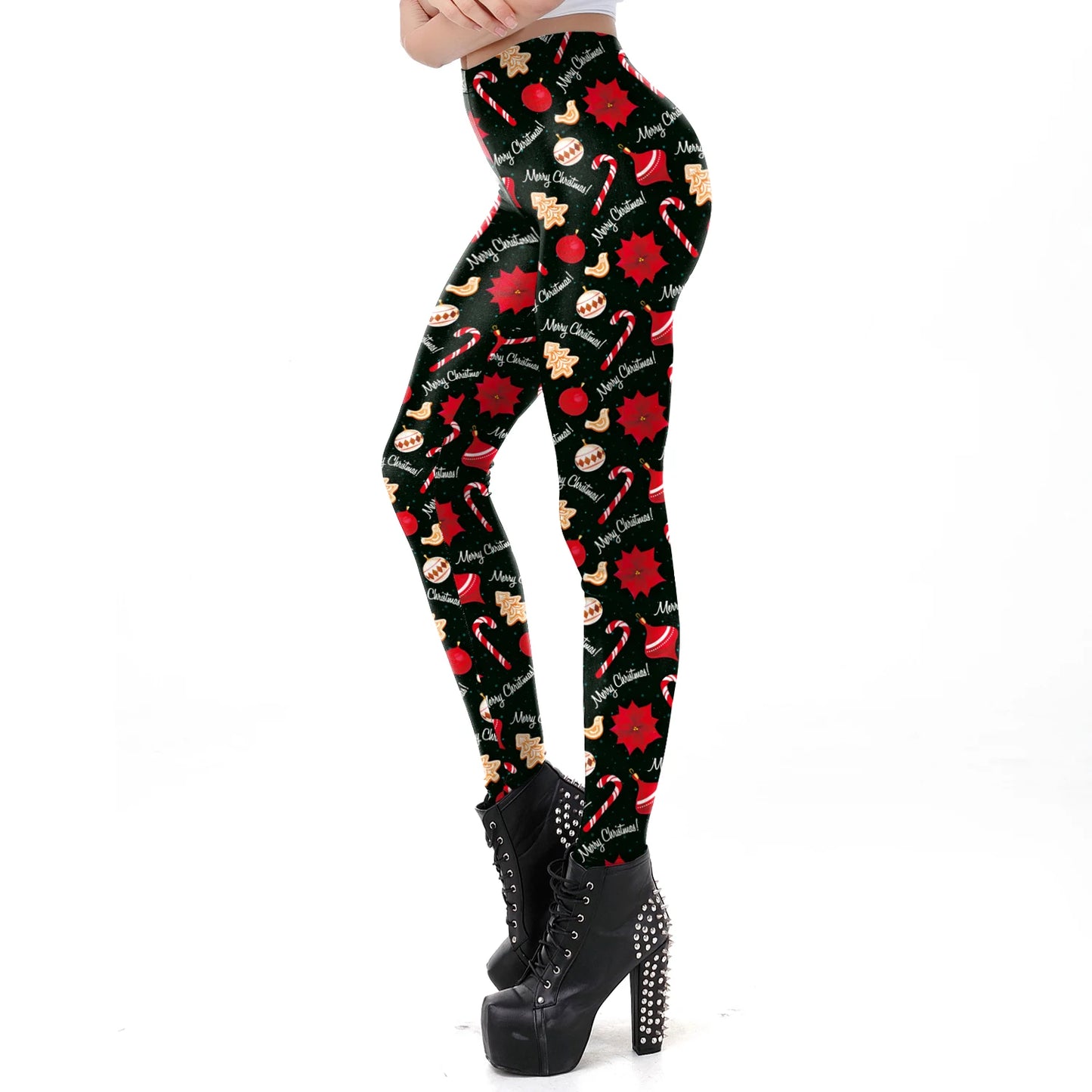 Cozy High Waist 3D Christmas Print Leggings for Women