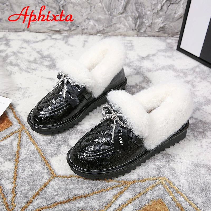Waterproof Silver Bling Warm Plush Snow Boots for Women